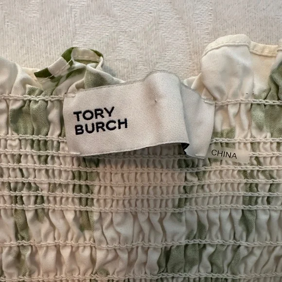 NEW Tory Burch Smocked Floral Cotton Poplin Mini Dress - Size Small - Picture 9 of 10